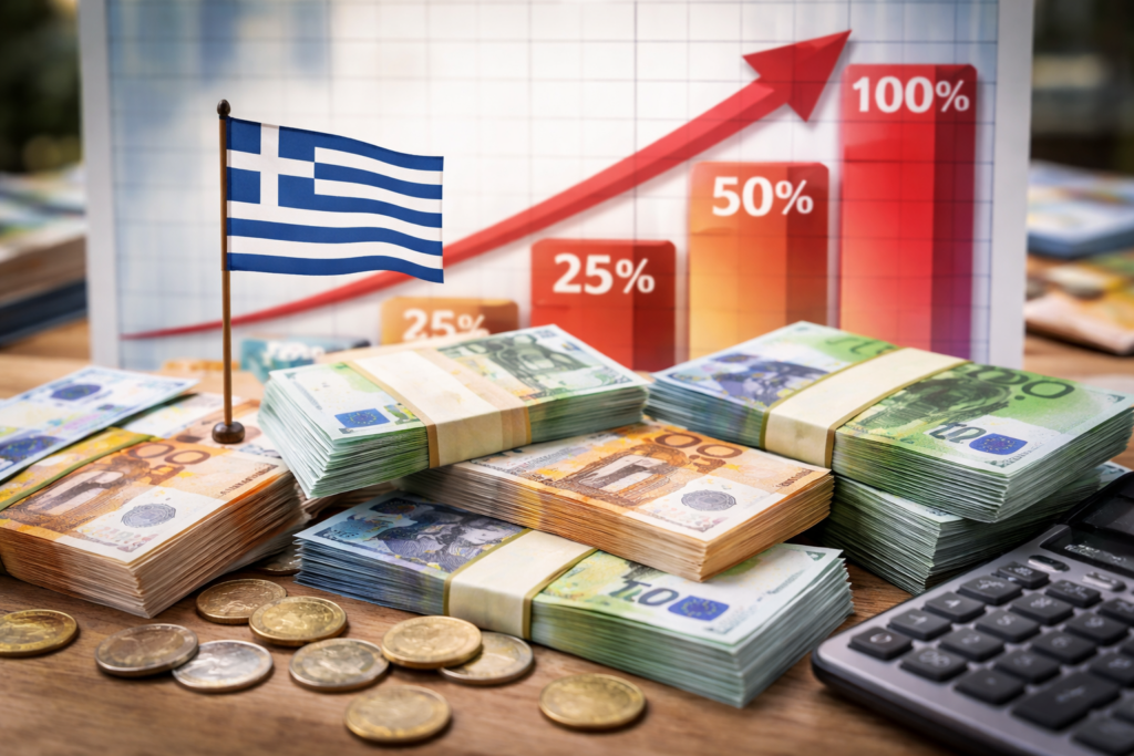 Η «εθνική απελευθέρωση» των αριθμών: Το χρέος μειώνεται στα ποσοστά, αυξάνεται στα ευρώ