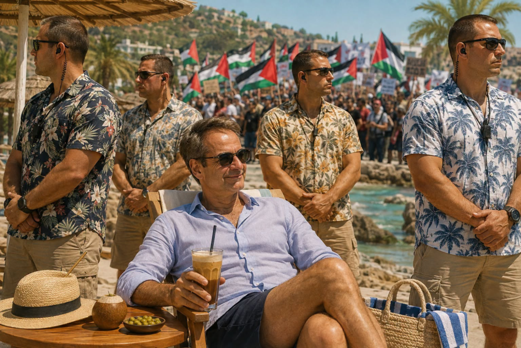 Βλέπω τις paparazzi φωτογραφίες του Μητσοτάκη από τις διακοπές του και πιάνω τον εαυτό μου να μονολογεί: Την κάτσαμε την βάρκα πατριώτη